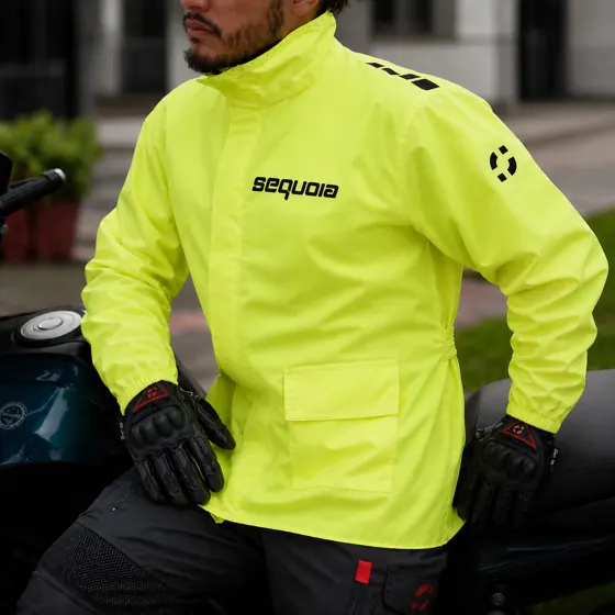 Chaqueta impermeable Hydra neón para moto, vista frontal